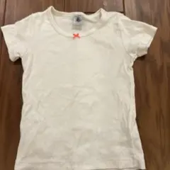 プチバトー＊　ピンクリボン　白　半袖シャツ＊104cm 4ans