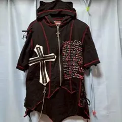 h.NAOTO ANARCHY アシメジップ フェイクレイヤード 長袖カットソー