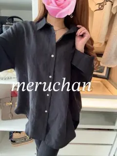 【新品】evernavy リネンブレンドオーバーサイズシャツ 黒のサムネイル