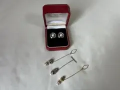 ☆パール装飾 カフスボタン＆ピンブローチ3点セット