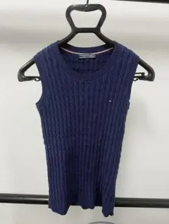 トミーヒルフィガー　ベスト　ケーブルニット　ネイビー　TOMMYHILFIGAR