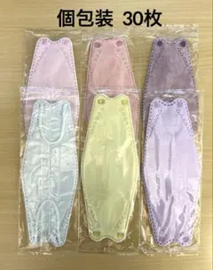 【個包装】3D立体 マスク 血色 カラー 6色セット 計30枚 不織布