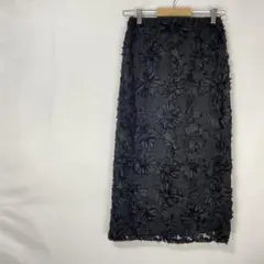 Mila Owen シアーモチーフファブリックスカート 花柄 チュール ブラック