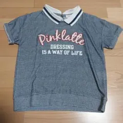 Pinklatte チェック柄 Tシャツ ネイビー　S 160