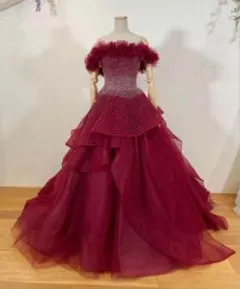 カラードレス　レッド　赤　9号　ウエディングドレスハツコエンドウ風　披露宴