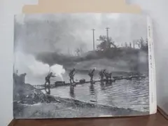 88年前の戦前ポスター　1937年　日中戦争　日本軍の渡河の様子　B4サイズ
