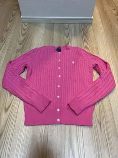 美品ポロ ラルフローレン ケーブルニット　カーディガン 春カラー　XS ピンク