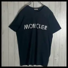 42 モンクレール チェッカーフラッグ　刺繍ロゴ　長袖 T シャツ　黒　M 42 モンクレール チェッカーフラッグ 刺繍ロゴ 長袖 T シャツ 黒 M