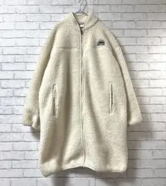 【ファーストダウン】ボアジャケットL丈長めコート フロントフルジップ ポケット付