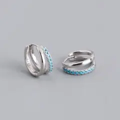 No110 ターコイズカラーフープ［シルバー］SV925 金属アレルギー対応