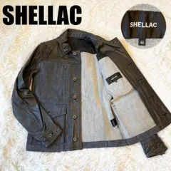 SHELLAC デニム カウレザー 切替 ジャケット 本革 Gジャン 46のサムネイル