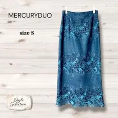 MERCURYDUO ケミカルレース タイトスカート ロング丈 美品 ネイビー系