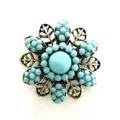 ヴィンテージ風　ターコイズブルーのブローチC （17）