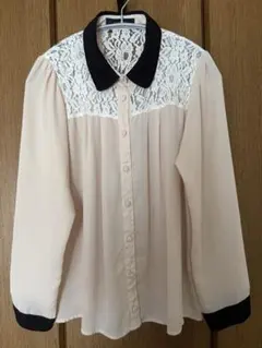 PAGEBOYベージュ レース長袖シャツ M