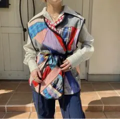 古着 ヴィンテージファブリック　リバーシブル ベスト