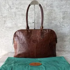 H502 Mulberry マルベリー　クロコ型押し　レザー　トートバッグ　茶のサムネイル