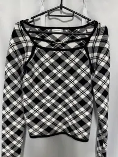 INGNI パールビット 付き チェックニット M イング