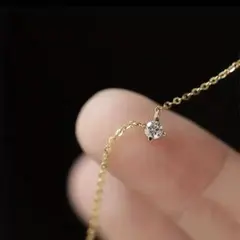 【匿名発送】ネックレス 一粒 人工ダイヤ 一粒ダイヤ ネックレス　ゴールド　小粒
