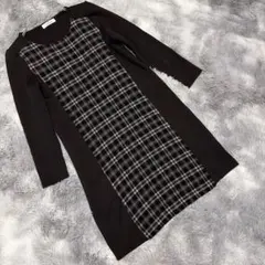 GALLERY VISCONTI （2）ニットワンピース チェック切り替え