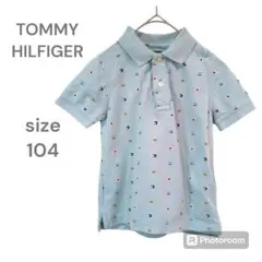 トミーヒルフィガー　半袖シャツ　ポロシャツ　キッズ　子供服　ブルー　ロゴ　104