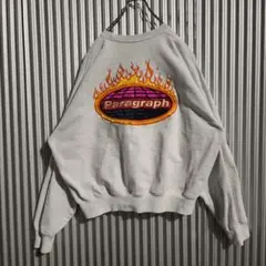 paragraph ファイアーロゴ スウェット グレー 刺繍ロゴ パラグラフ.