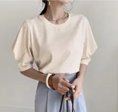 パフスリーブTシャツ DHOLIC フリーサイズ アイボリーのサムネイル