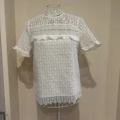 ZARA WOMAN ホワイト レーストップス L