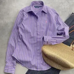 美品　RALPH LAUREN ラルフローレン ストライプシャツ　ライラック