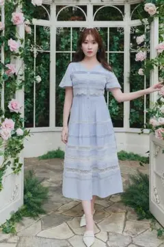 Her lip to Clair Pintuck Lace Dress - メルカリ