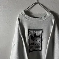 希少‼️90s adidas センターロゴ 刺繍 国旗タグ 2XL 霜降りグレー