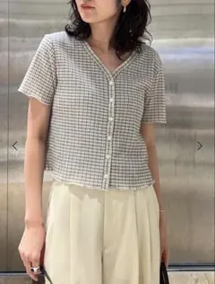 UNITED ARROWS ギンガムチェック 半袖カーディガン - メルカリ