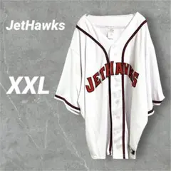 ジェットホークス ユニフォーム XXL 野球シャツ アメリカ製 シミあり