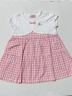 ホットピスケッツ　半袖ワンピース　ピンクチェック