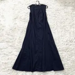 セオリーリネンワンピース Eco Crunch Seamed V B ネイビーM