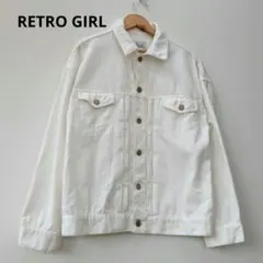 レトロガール ホワイト デニムジャケット M 白 Gジャン コットン100%