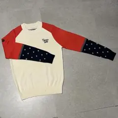 新品未着用【Beams Golf】ニットセーター アイボリー/レッド