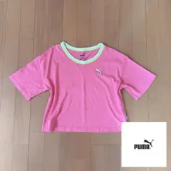 PUMA プーマ レディース M 濃いピンク ロゴプリント ショート丈 美品⭐︎