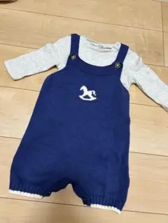 petit main ニットオーバーオール 80サイズ ネイビーブルー　ベビー服