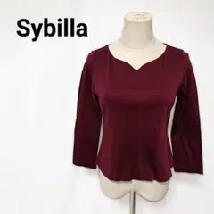 ​【美品】シビラ ハートネック カットソー 七分袖 ボルドー 日本製 Mサイズ