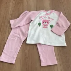 キッズ パジャマ 上下セット ピンク くま柄　裏起毛