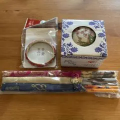 中国 箸セット 陶器箱 ブレスレット 3点セット 民芸品 中国雑貨 雑貨
