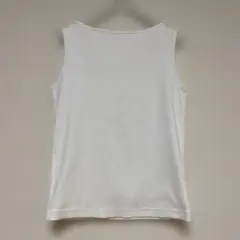 【極美品】ユニクロ リブボートネックノースリーブT ホワイト Lサイズ