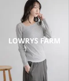 LOWRYS FARM　リブタイトLS　前後着用可能　FREEサイズ　グリーンのサムネイル