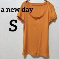 海外古着✨️a new day【S】オレンジ 半袖Tシャツ ストレッチ
