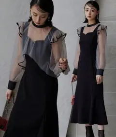 オケージョン 2WAYショート丈ブラウス付きマーメイドシルエットロングワンピース