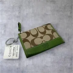 未使用 コーチ フラグメントケース コインケース シグネチャー グリーン
