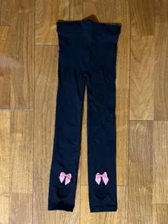 美品◇リボン付きトレンカ◇120◇ブラック 黒色◇スパッツ ズボン