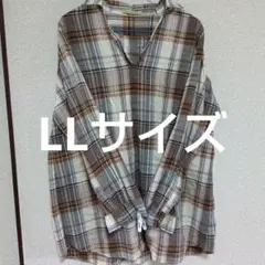 CROCODILE 長袖 チェックシャツ スキッパーネックのサムネイル