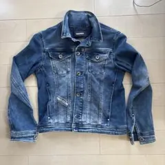 DIESEL ライトブルー ダメージデニムジャケット ライダースXS - メルカリ