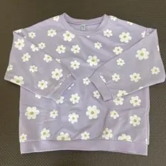 西松屋　花柄　総柄　裏毛　薄手トレーナー　ラベンダー、紫系　100